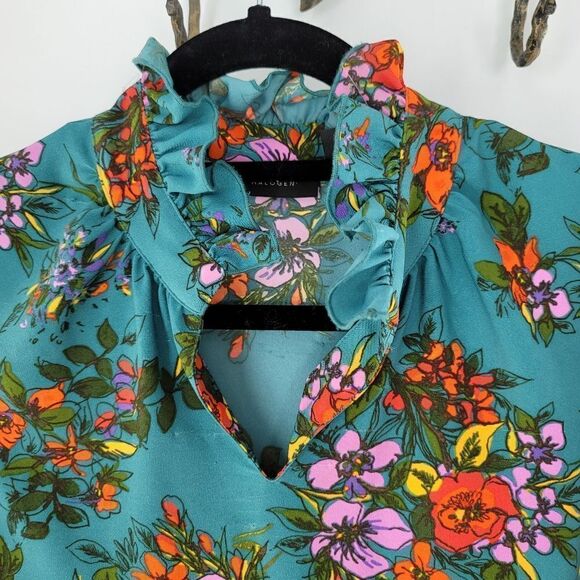 Halogen retro floral turquoise mini dress - Picture 8 of 10